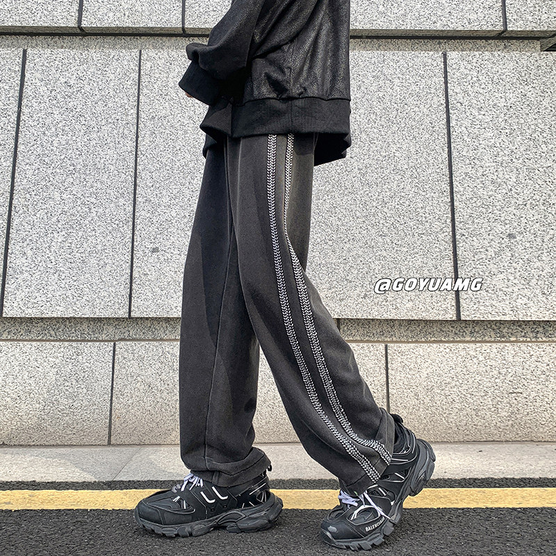 K2888*流行休闲裤男春宽松运动长裤复古百搭直筒裤P75（限价98）,男装休闲裤,电商A410