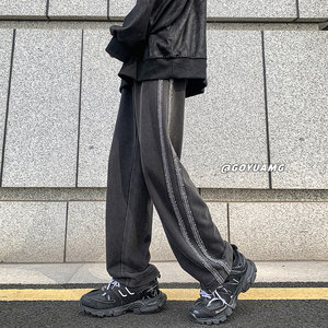 K2888*流行休闲裤男春宽松运动长裤复古百搭直筒裤P75（限价98）图片