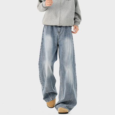 A410-K8795-特批55限价129-潮牌复古直筒牛仔裤-320g竹节牛仔面料