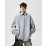 A410-WT34778-P85限价139-美式格纹拼接连帽卫衣-400G华棉，男装卫衣，电商A410