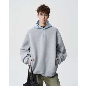 A410-WT34778-P85限價(jià)139-美式格紋拼接連帽衛(wèi)衣-400G 華棉，男裝衛(wèi)衣，電商A410