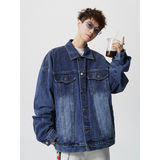 A410-WT34789-P90限价159-潮牌休闲百搭牛仔夹克-410g竹节水洗棉，男装夹克，电商A410