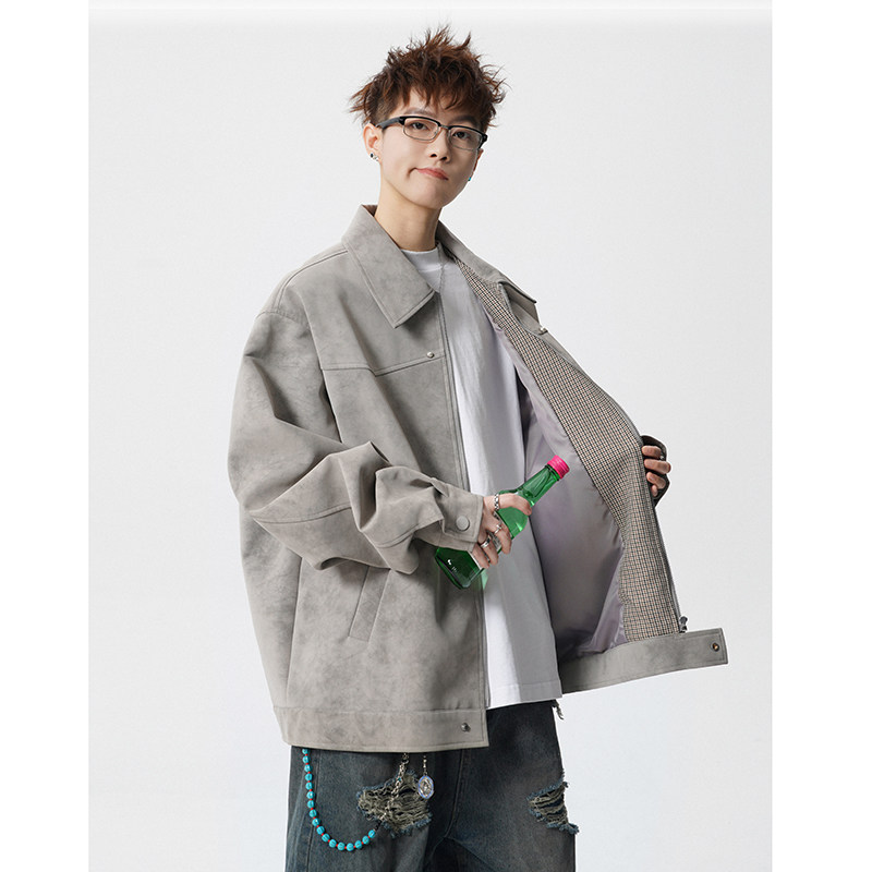 A410-WT93306-P105限价159-美式雾面扎染皮夹克-雾面皮410G，男装夹克，电商A410