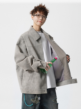 A410-WT93306-P105限价159-美式雾面扎染皮夹克-雾面皮  410G