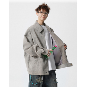 A410-WT93306-P105限价159-美式雾面扎染皮夹克-雾面皮 410G，男装夹克，电商A410