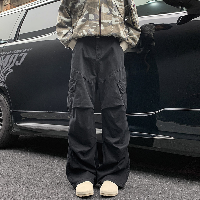 美式复古工装裤男秋冬高级感潮牌cleanfit裤子痞帅休闲宽松阔腿裤,男装休闲裤,电商A410