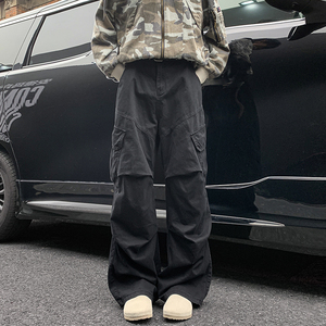 美式复古工装裤男秋冬高级感潮牌cleanfit裤子痞帅休闲宽松阔腿裤图片