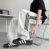 华棉面料 A410 320g 美式 条纹直筒运动休闲裤 K8157 P58限价99