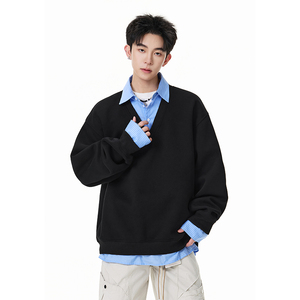 A410-A34750-P85限价129-美式假两件百搭休闲卫衣-400G 华棉，男装卫衣，电商A410