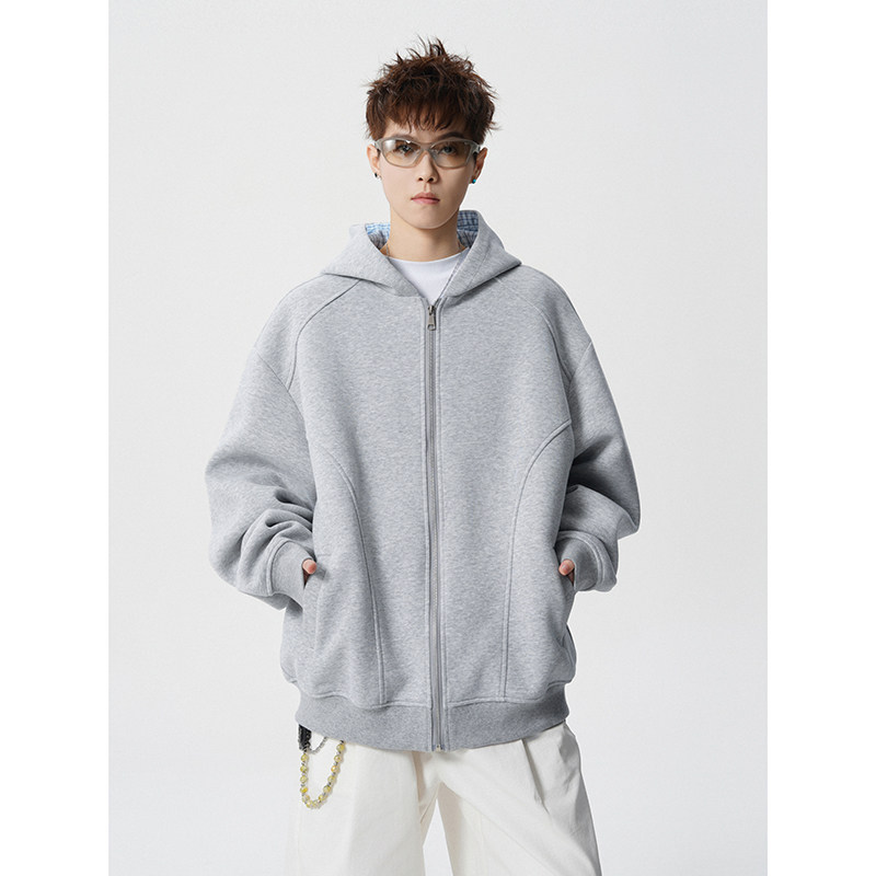 A410-WT34761-P90限价139-美式拼接格纹连帽卫衣-400g华棉,男装卫衣,电商A410
