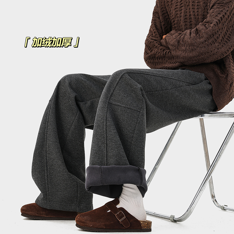 A410-K8789JR-P70限价109-重磅加绒休闲裤-400g左右人字纹面料