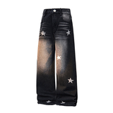 A410-K5543-P65限价99美式复古星星印花牛仔裤-300g左右牛仔面料，男装牛仔裤，电商A410