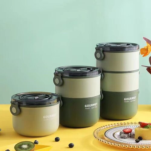定制产品（价格另议）：可微波炉食品级PP单/双层圆形饭盒便当盒