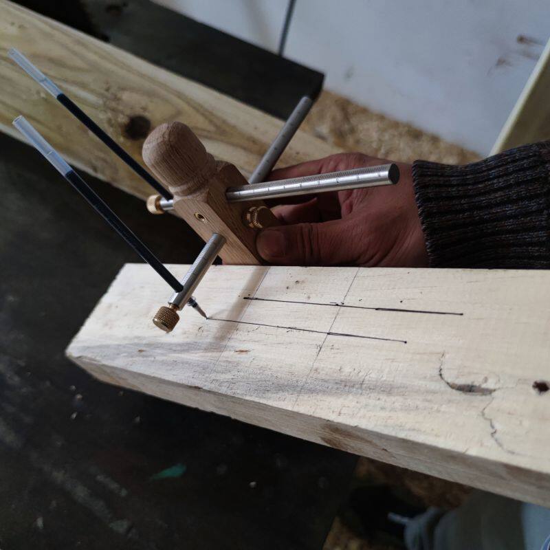 硬木小叶青冈装修划线器不锈钢双杆划线工具木工画线器diy工具线