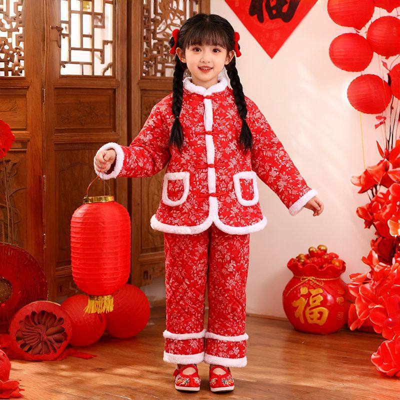 花棉袄套装2025年秋冬新款加绒夹棉中大童上衣女童棉服棉裤两件套,童装/婴儿装/亲子装,儿童运动套装,淘宝优惠券,粉丝福利购,淘宝优惠卷