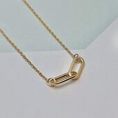 日韩日系轻奢轻珠宝10K金回形针曲别针吊坠迷你锁骨链项链极简