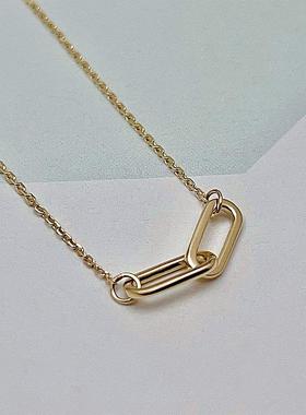 10K金回形针mini锁骨链精致通勤