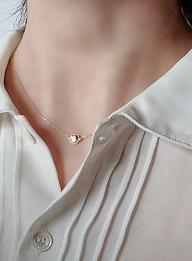 FADOOOJ原创设计日系轻奢轻珠宝10K金八角盒项链锁骨链通勤现代