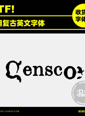 可商用复古老式打字机油墨做旧印刷效果衬线英文字体包设计素材ai