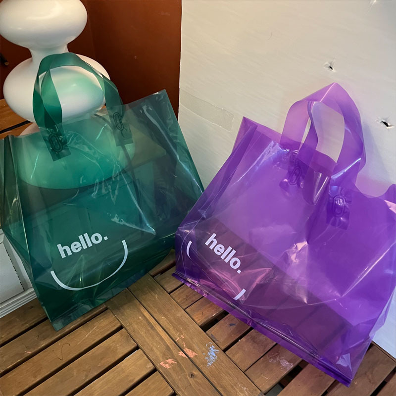 奶油风手提袋糖果色服装袋马卡龙色礼品袋长春花紫色袋橄榄绿袋子