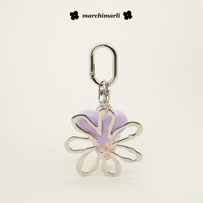 marchimarli 原创设计立体色爱心银色大花朵形状包包挂件钥匙扣,服饰配件/皮带/帽子/围巾,包挂件,淘宝优惠券,粉丝福利购,淘宝优惠卷