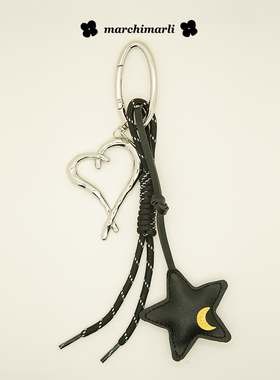 marchimarli 原创设计手工编绳星星月亮挂件百搭撞色情侣背包挂饰