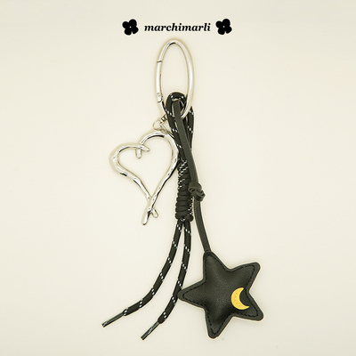 marchimarli 原创设计手工编绳星星月亮挂件百搭撞色情侣背包挂饰