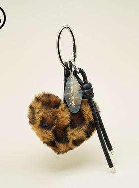 marchimarli原创毛绒豹纹爱心包包挂件miu组合挂饰手机挂绳钥匙扣