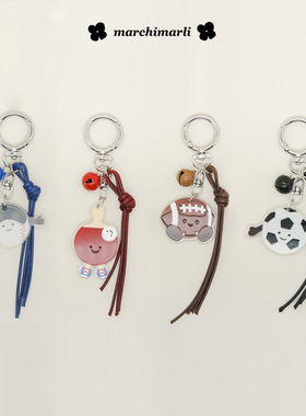 marchimarli 卡通足球棒球橄榄球乒乓球手机链挂件可爱钥匙扣挂饰