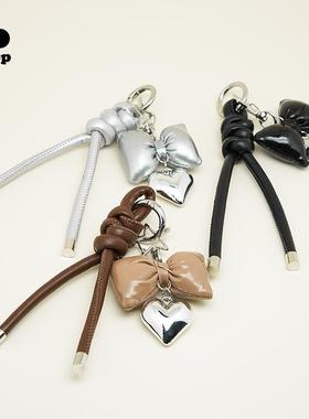 marchimarli原创小众miu系蝴蝶结皮质编织绳包包挂件钥匙扣配饰