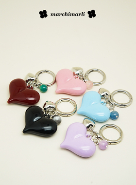 marchimarli 彩色亚克力小爱心手机壳吊坠包包挂件钥匙扣mini挂饰