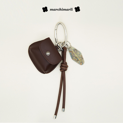 marchimarli小众原创 pu皮质翻盖耳机小包手工皮绳组合包包挂件