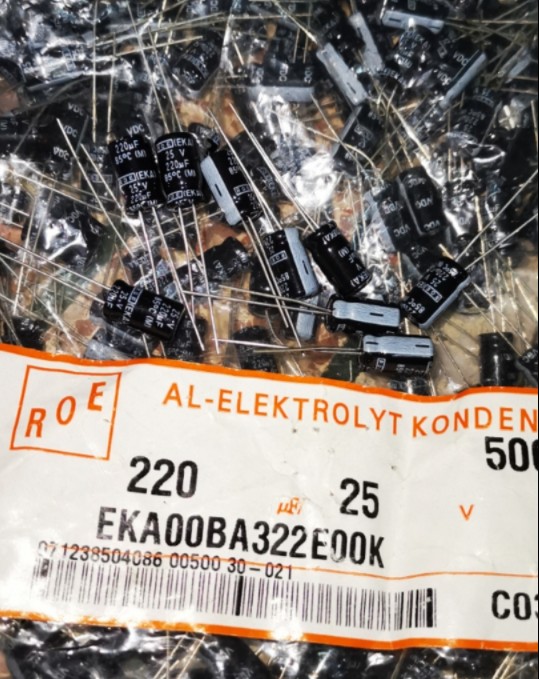 100只=55元25V220UF  ROE 德国EKA补品电解电容器220UF/255V 6*11