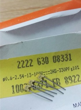 100只=48元 100V 330P 330PF 331 VISHYA BC 银膜高频瓷片电容器