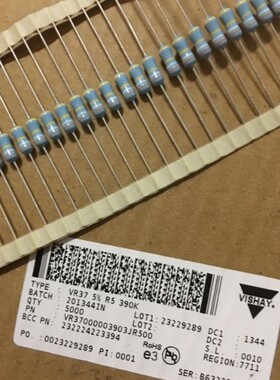 100只=25元VISHAY VR37 390K 1/2W 0.5W代330K 金属膜电阻器