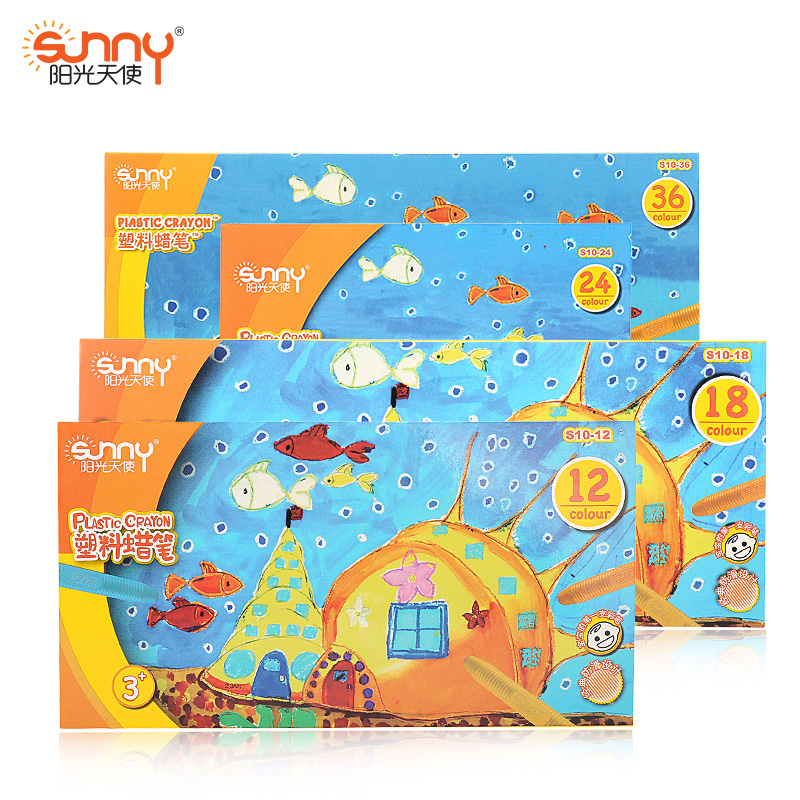 Ñô¹âÌìʹSunny12É«/18É«/24É«/36É«¶ùͯËÜÁÏÀ¯±Ê²»Õ³ÊÖÀ¯±Ê