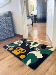 Trendy Brand Bape Camouflage Carpet Handmade Acrylic Thick Tufting Doormat No-Wash in Stock