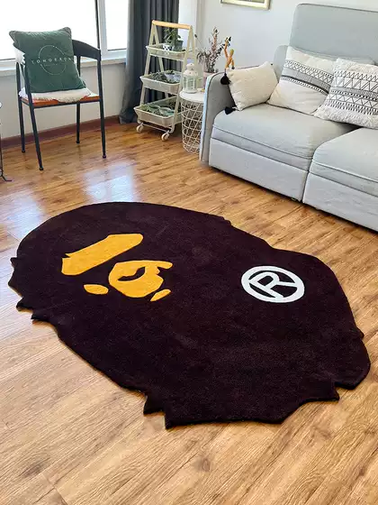 Fashion Trendy Brand Ape Living Room Carpet Tufting Handmade Acrylic Coffee Table Bedroom Bedside Rug Thickened Washable