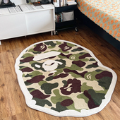 时尚 潮牌迷彩ape厚绒地毯客厅卧室床边家居装 饰书房椅垫防滑水洗