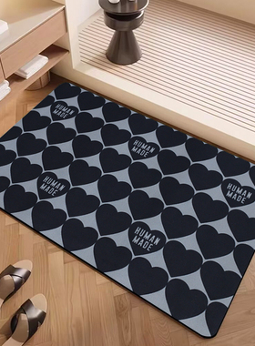 时尚潮牌humanmade爱心硅藻泥浴室地毯地垫防滑吸水卫生间门口垫