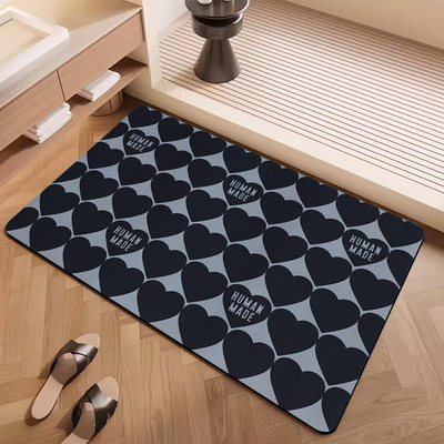 潮牌爱心硅藻泥浴室防滑吸水门垫