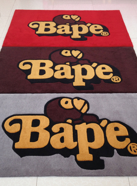 时尚潮牌bape客厅卧室地毯tufting手工腈纶簇绒加厚床边毯免洗
