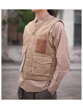 灯芯绒拼色马甲 山系 小码男装 中性款二色