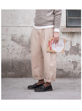 四褶宽松休闲阔腿裤 男女中性款二色