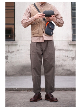 Washed Cotton Baker Pants 咸菜绿宽松休闲工装贝克裤