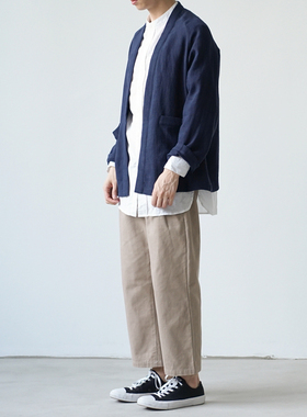Open Front Linen Jkt 棉麻对襟开衫宽松短夹克