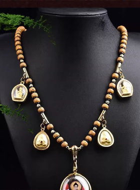 7*6毫米 老陈菩提子 黑椰壳吊坠链子 泰国佛牌挂链 单挂三挂 五挂