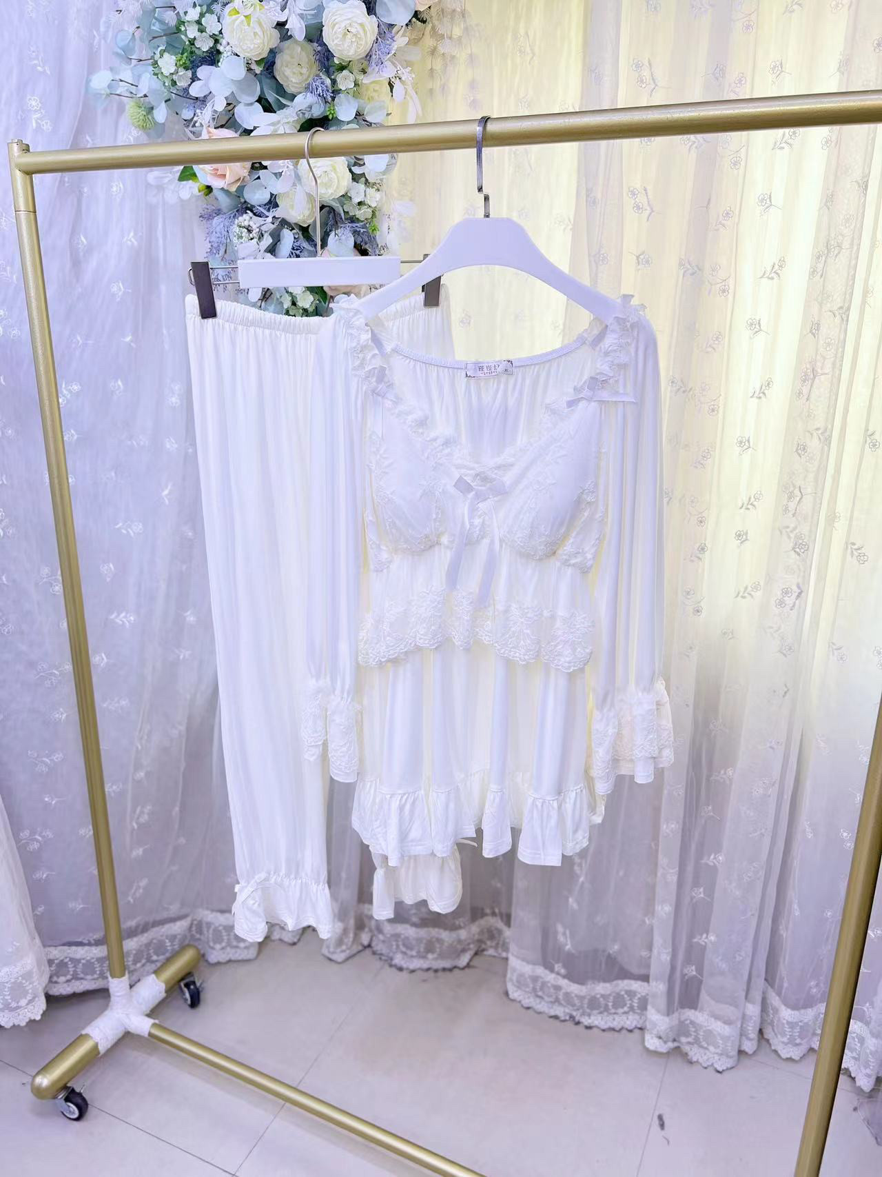 大码睡衣女莫代尔弹力少女学生公睡衣/家居服套装