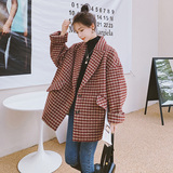 2021冬新款红色格子短款毛呢西装外套8866P140控价208，女装毛呢外套，浙宝265