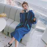 大货2022春中长款宽松撞色连帽套头卫衣裙8751P115控价168，女装卫衣/绒衫，浙宝265